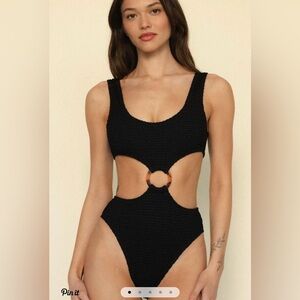 Black Crochet Ky One-Piece Swimsuit